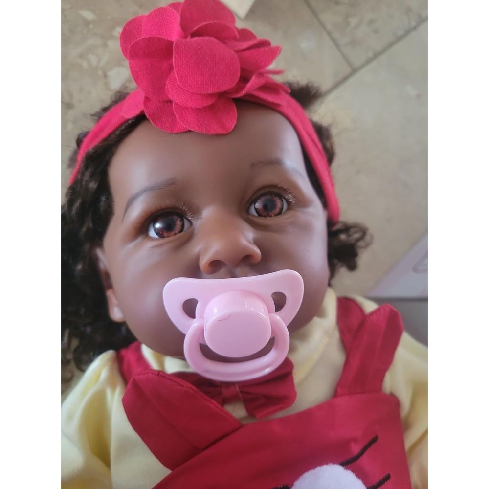 Reborn Baby Dolls Black with Lifelike Soft Body & Curls Hai African 23 Inch
